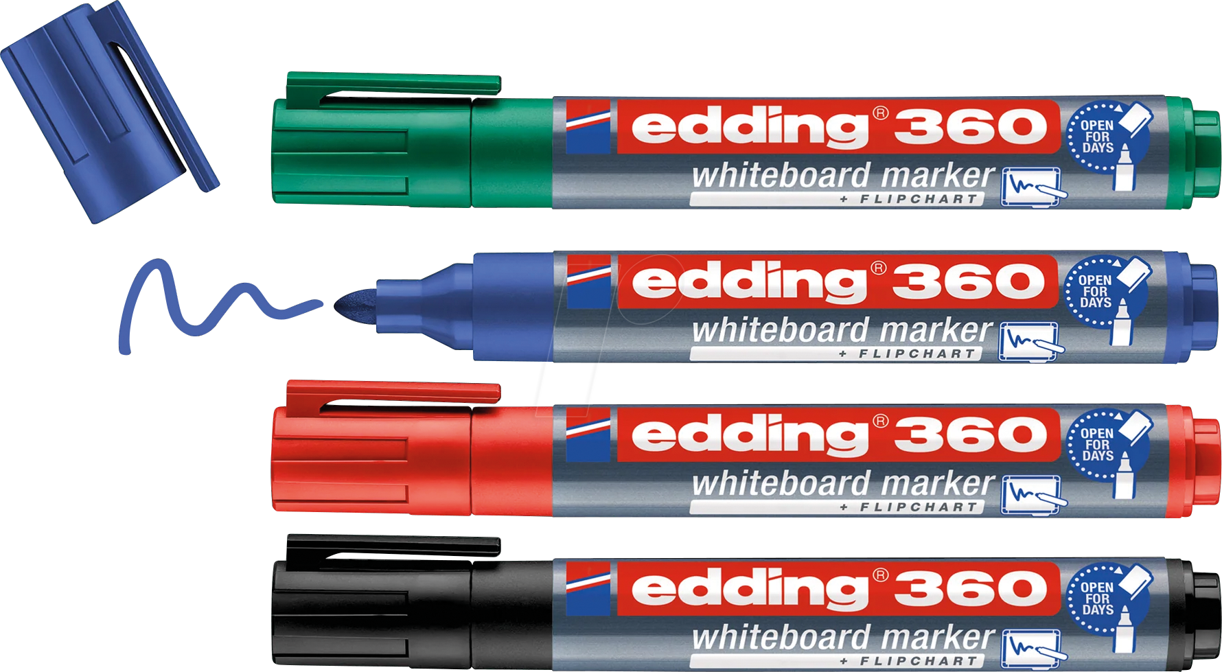 Thumbnail - EDDING 360-4S - Whiteboard Marker, 1,5 - 3,0 mm, 4-farbig