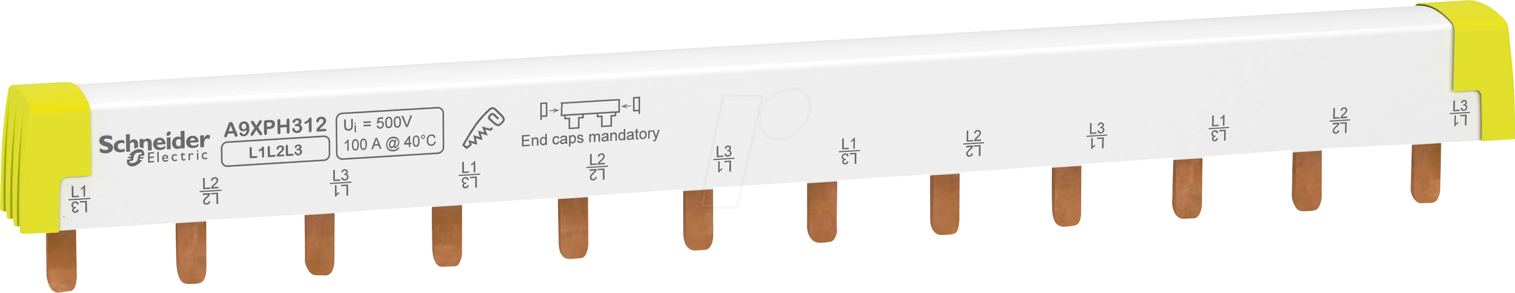 A9XPH312 - Phasenschiene Steg, ablängbar, 3P, 12 TE, 100A