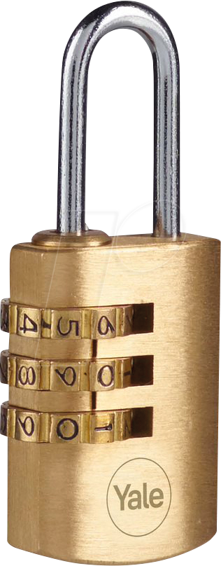 YE Y150B221201B - Zahlenschloss, Messing, 3 Zahlenreihen, 22 mm