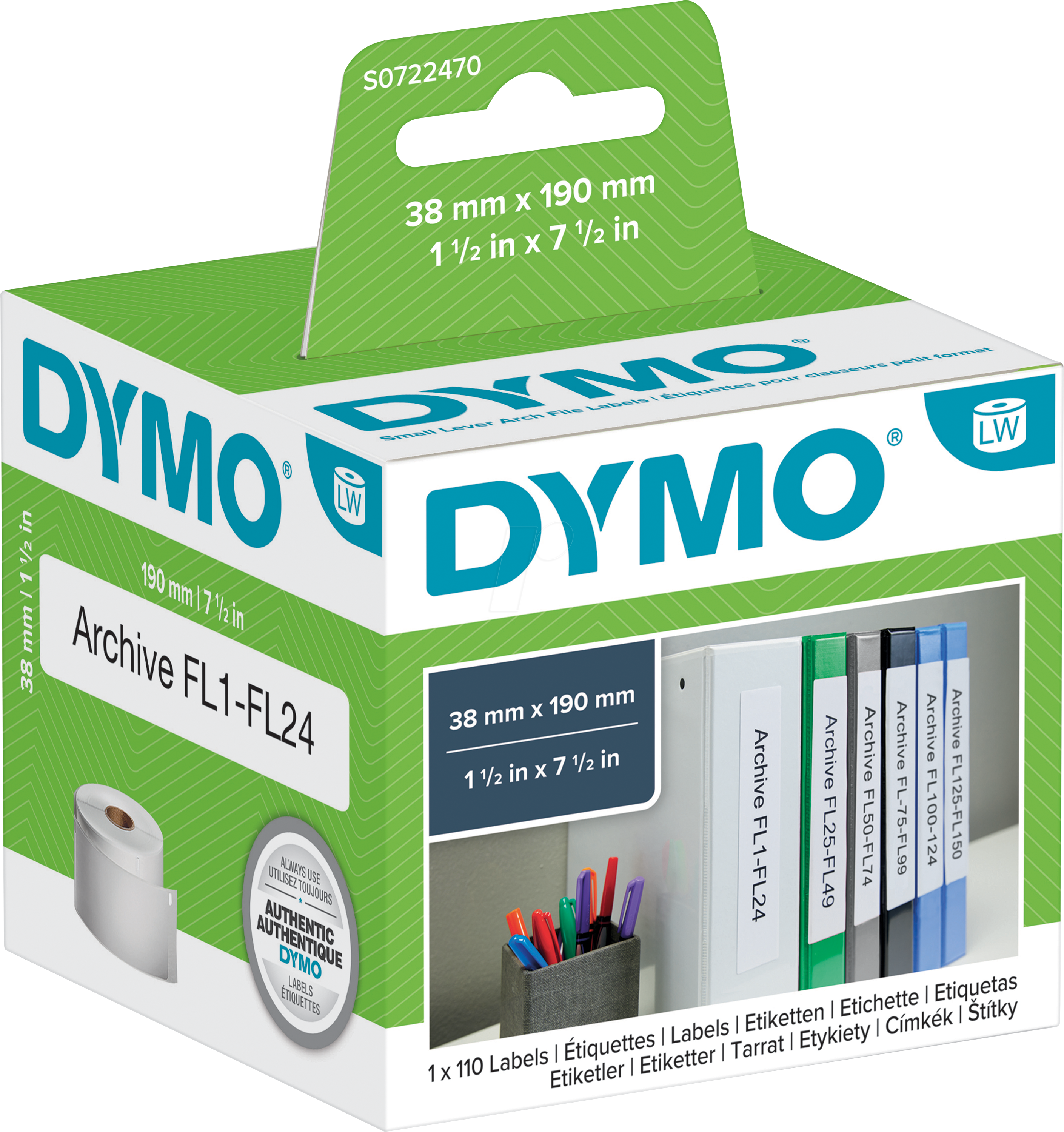 DYMO LW 99018 - DYMO Etiketten für LabelWriter, 38x190mm