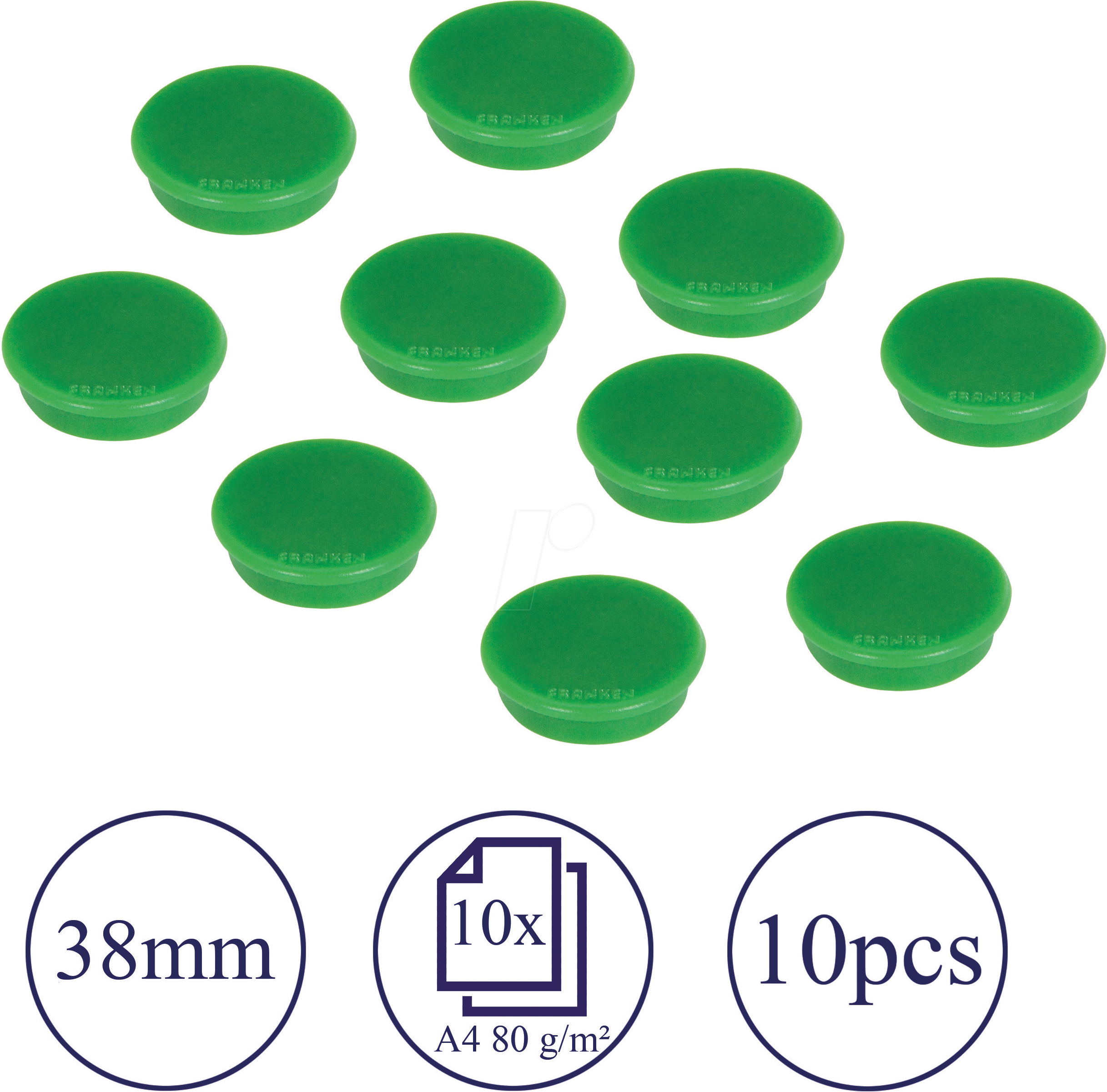 FRANKEN HM3802 - Magnete, 38 mm, grün, 10 Stück
