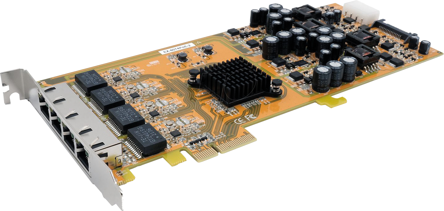 EXSYS EX-6074P-2 - Netzwerkkarte, PCI-Express, Gigabit Ethernet, 4x RJ45