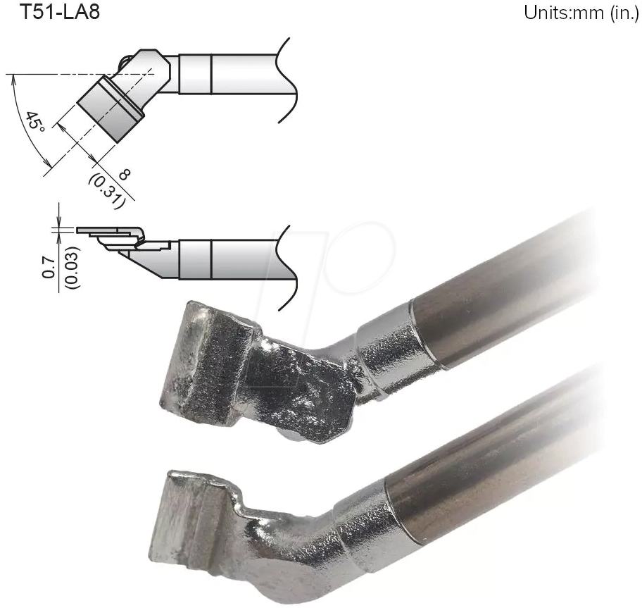 HAK T51-LA8 - Aktiv-Lötspitze T51-LA8, 8,0 mm, gewinkelt, SOP, 2 Stück