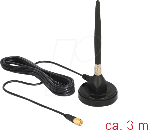 DELOCK 12421 - GSM-Antenne mit Magnetfuß, 3G, 3 dBi, 3 m
