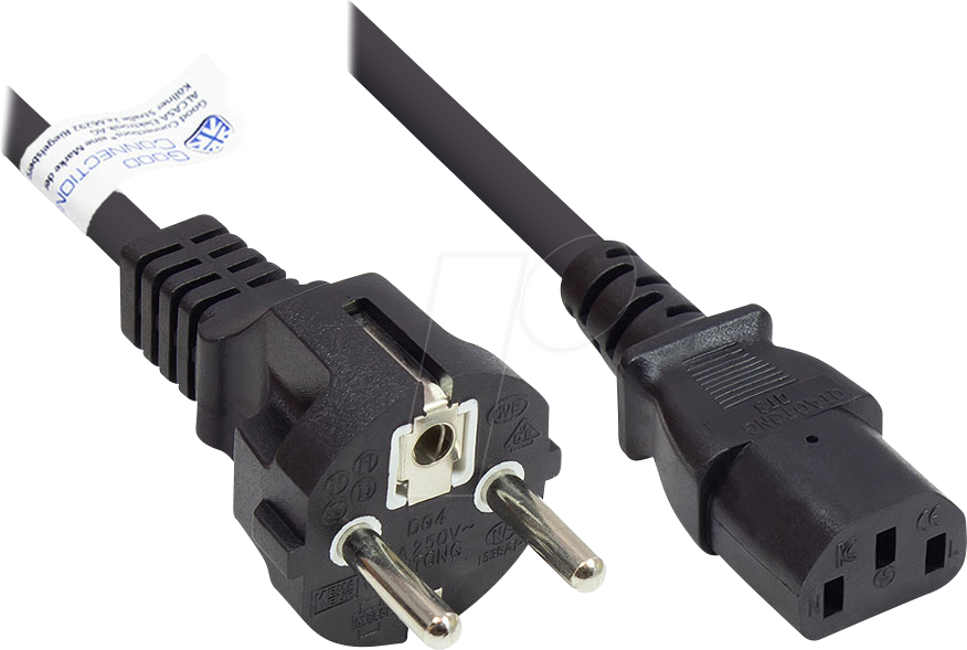 GC P0030-S018 - Netzkabel Typ E+F CEE 7/7 auf C13 , schwarz, 0,75 mm², 1,8 m