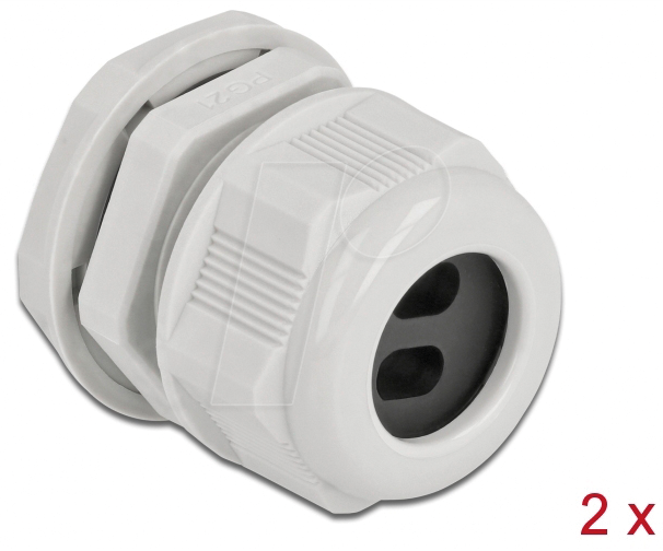 DELOCK 60392 - Kabelverschraubung PG21 für 2x Flachkabel, gr, 2 Stk