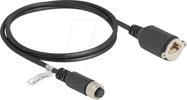 Thumbnail - DELOCK 80433 - M12 Kabel A-kodiert 8 Pin Buchse zu RJ45 Buchse, 1 m