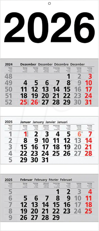 3MO-WKAL 26 - 3-Monats-Wandkalender 2026