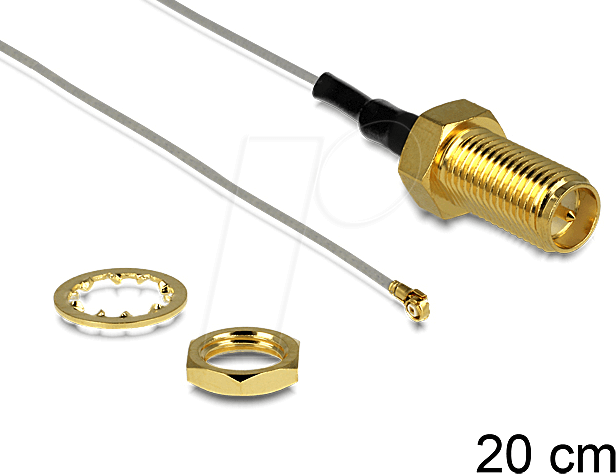 DELOCK 88813 - WLAN Kabel, RP-SMA Einbaubuchse, MHF III/U.FL-LP-040