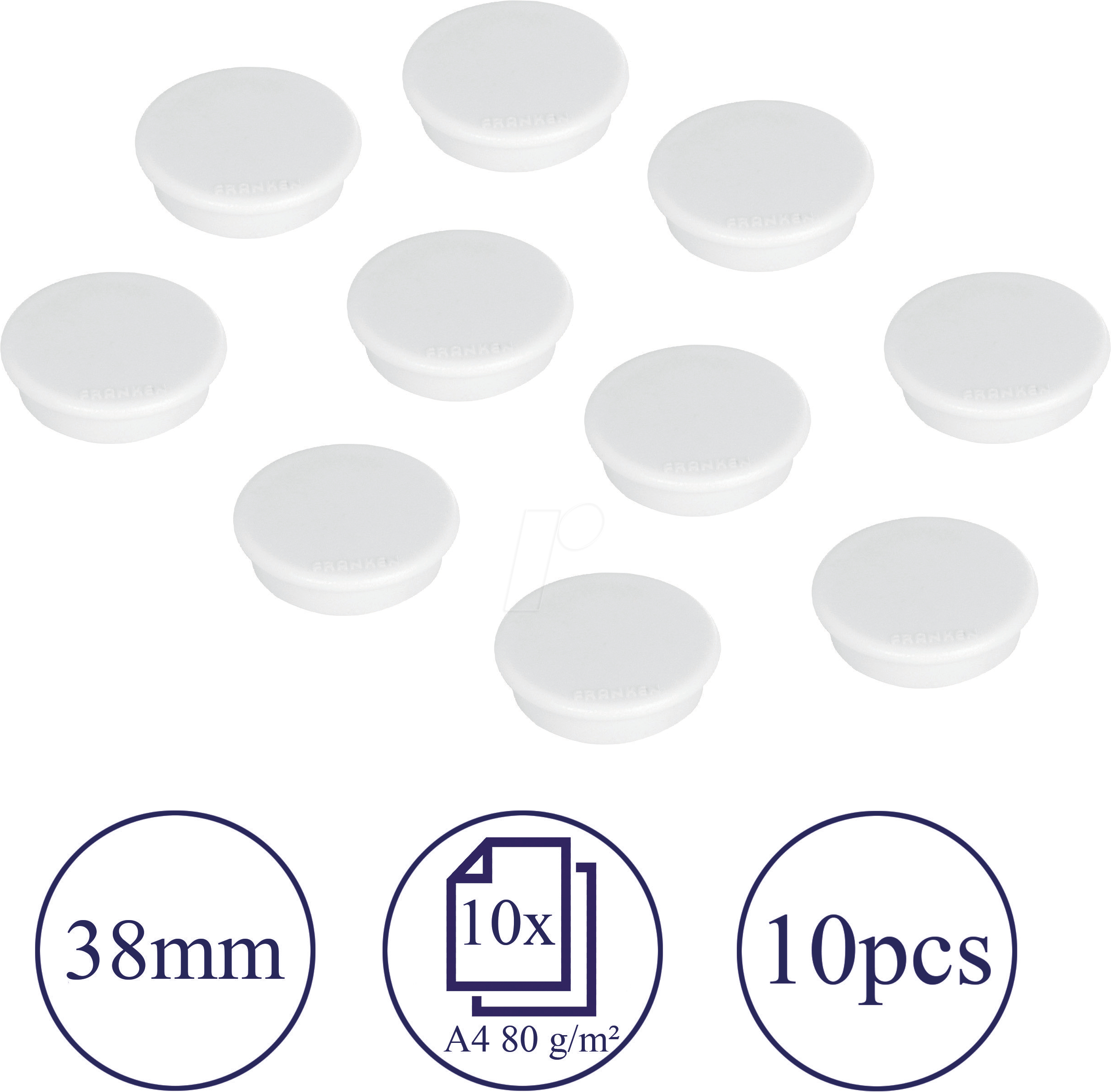 FRANKEN HM3809 - Magnete, 38 mm, weiß, 10 Stück