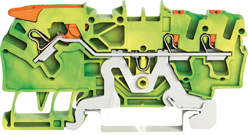 WAGO 2102-5307 - 3-Leiter-Schutzleiterklemme, mit Hebel und Drücker 2,5 mm², grün