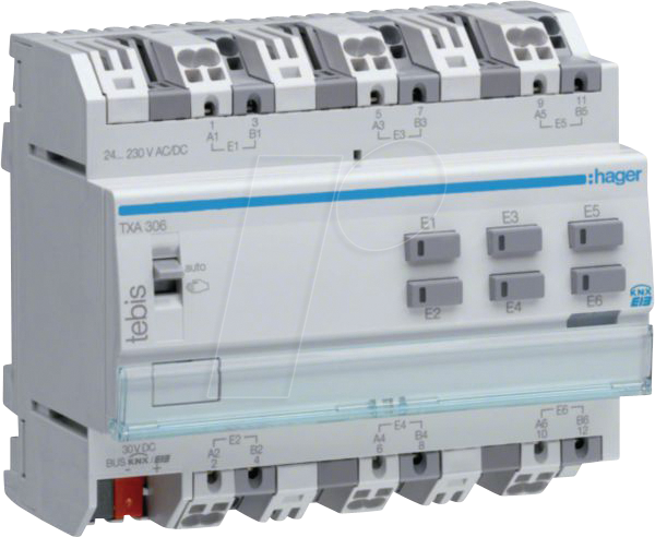 HAGER TXA306 - Binäreingang 6fach, universal, REG, KNX