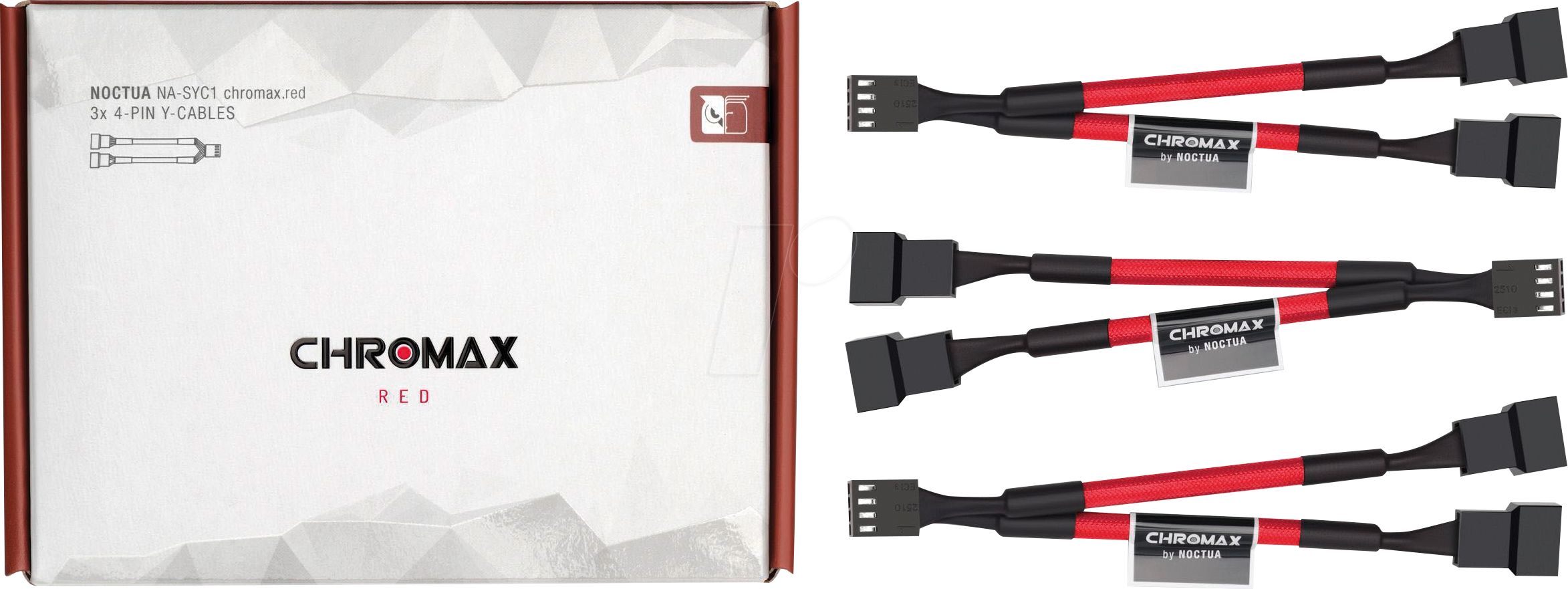 Thumbnail - NO NA-SYC1 RT - NOCTUA 3x30 cm 4-Pin Y-Lüfteranschlusskabel, rot