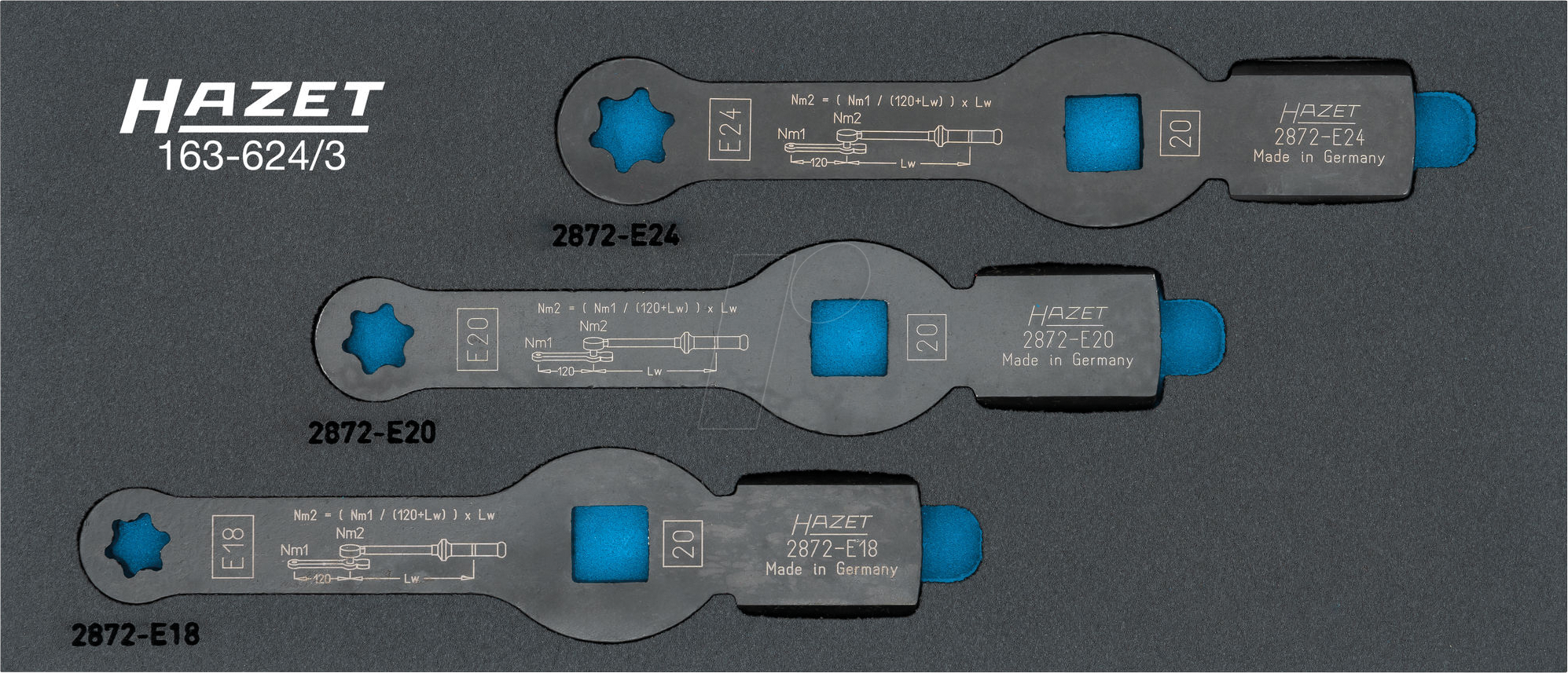 HZ 163-624/3 - Schlag-Ringschlüsselsatz 163-624/3, 3-teilig , E18 - E24