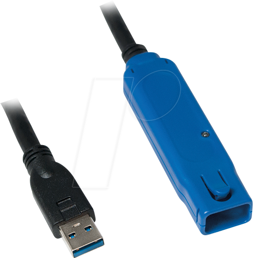 LOGILINK UA0177 - USB 5 Gb/s Kabel, A Stecker auf Buchse, Verstärker, blau/schwarz