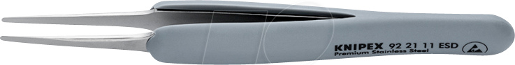 Thumbnail - KN 92 21 11 ESD - Präzisionspinzette mit gummiertem Griff ESD, 123 mm