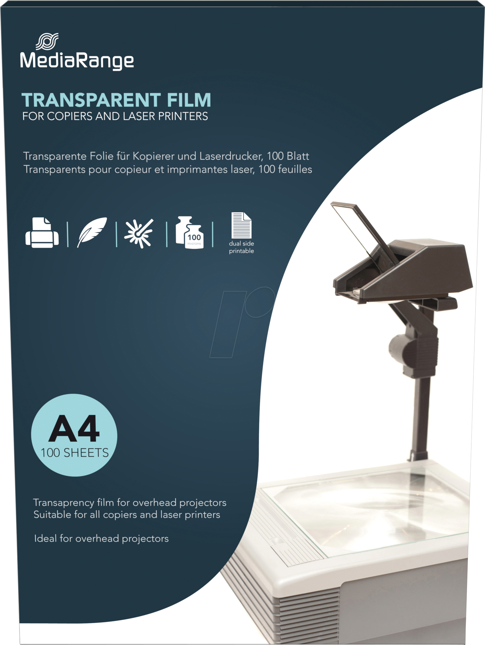 MR INK160 - Overheadfolie, DIN A4, 0,10 mm, 100 Blatt