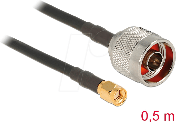 Thumbnail - DELOCK 88937 - HF Antennenkabel, N Stecker > RP-SMA Stecker, 0,5 m