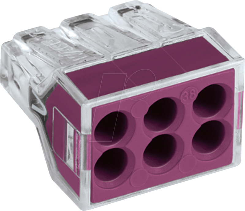 WAGO 773-106 - Verbindungsdosenklemme, 2,5 mm², 6 Leiter, violett, transparent