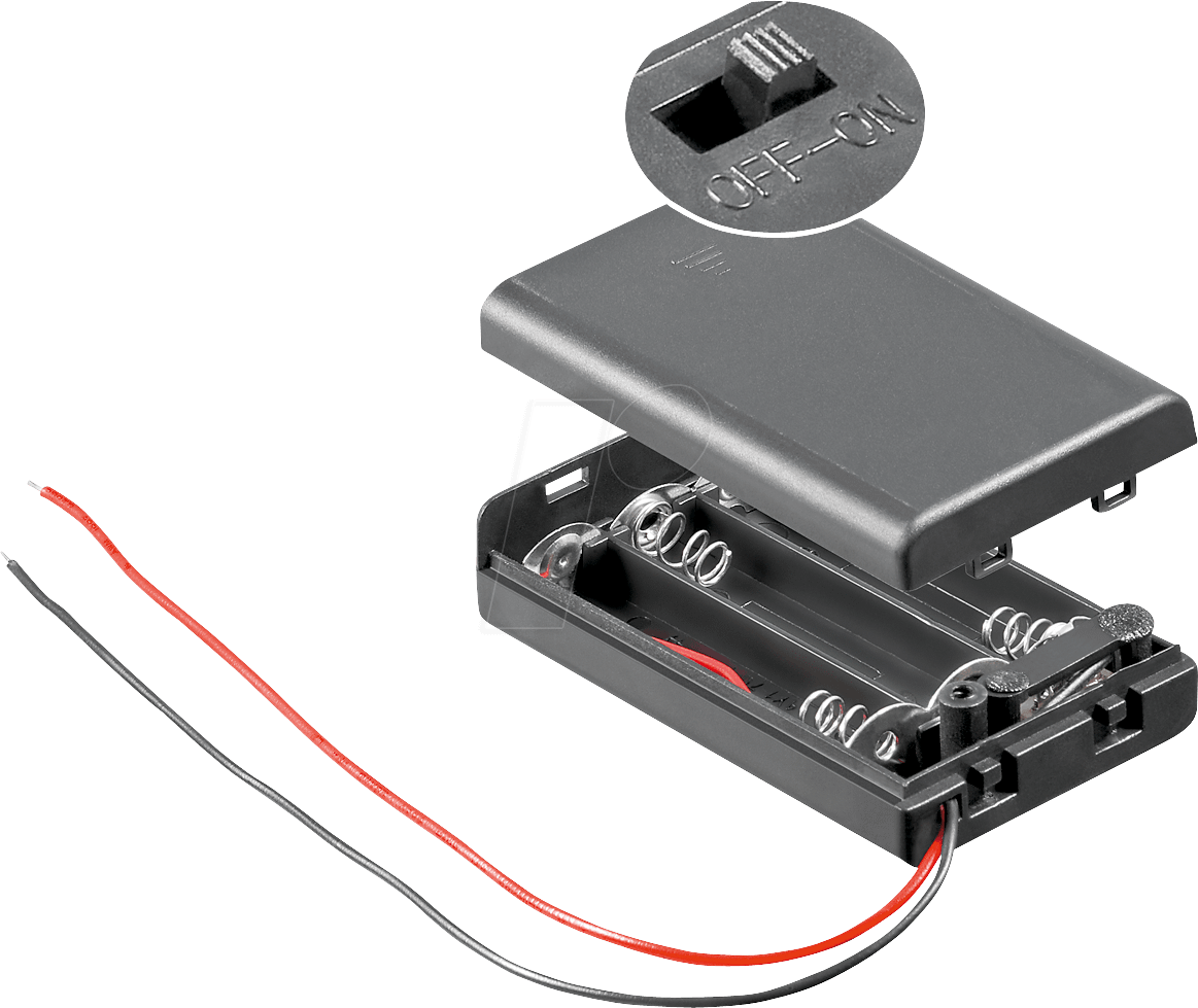 HALTER 3XAAAK - Batteriehalter für 3 Microzellen (AAA), geschlossen