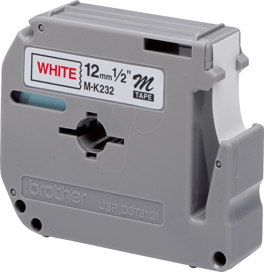 P-TOUCH MK232BZ - M-Schriftbandkassette, rot auf weiß, 12 mm
