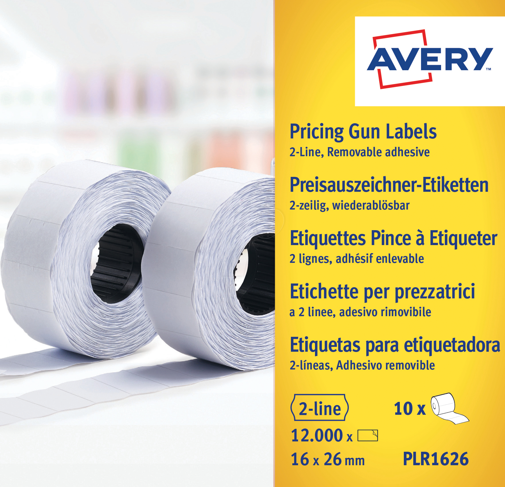AVZ PLR1626 - Preis-Etiketten, 26x16 mm, ablösbar, weiß, 12000 Stück
