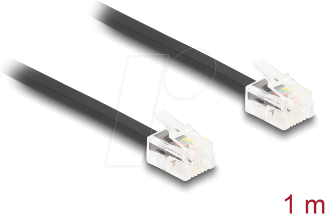 DELOCK 88301 - Telefonkabel RJ11 Stecker / Stecker, schwarz, 1 m