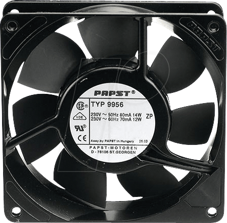 PAPST 9956 - Axiallüfter, 119x119x25,4mm, 230VAC, U/min: 2450