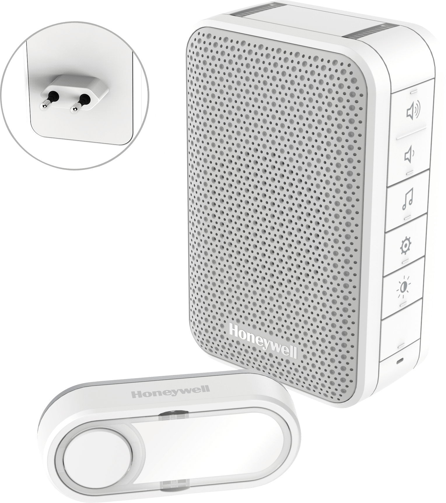 Thumbnail - HONEY DC313SP2 - Funk-Gong für Steckdosen mit LED-Blitzlicht und Klingeltaster, w