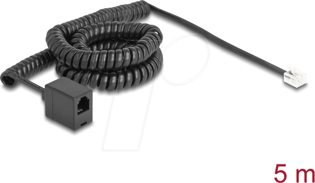DELOCK 90233 - Telefonkabel / Spiralkabel, RJ11 Stecker / Buchse, 5 m