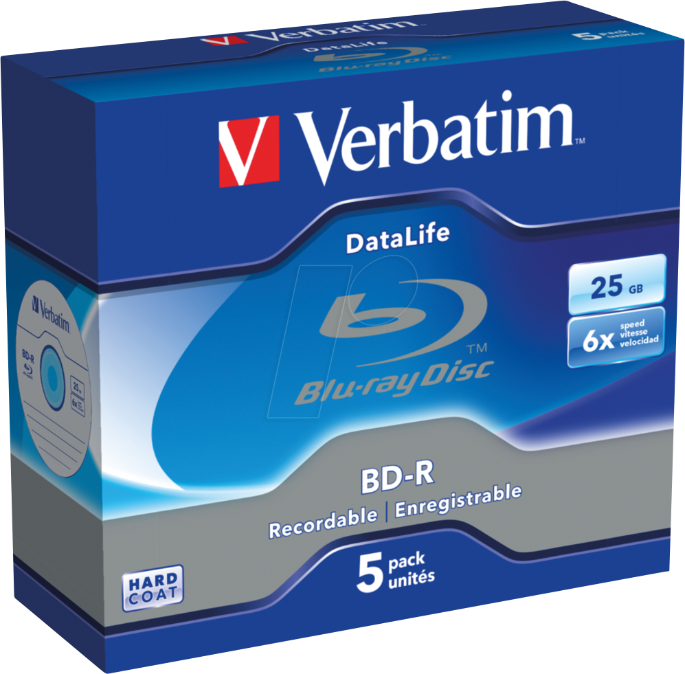 Thumbnail - VERBATIM 43836 - BD-R Datalife, 25GB, 6x, 5er Jewel Case