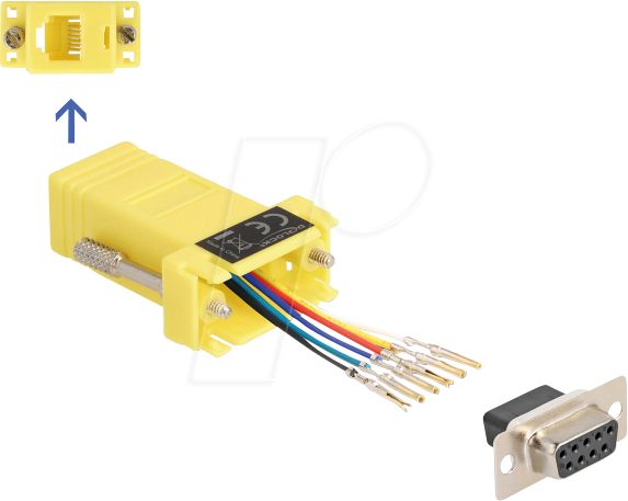 Thumbnail - DELOCK 67081 - Adapter D-Sub 9 Pin Bu. > RJ12 Bu. Montagesatz, gelb