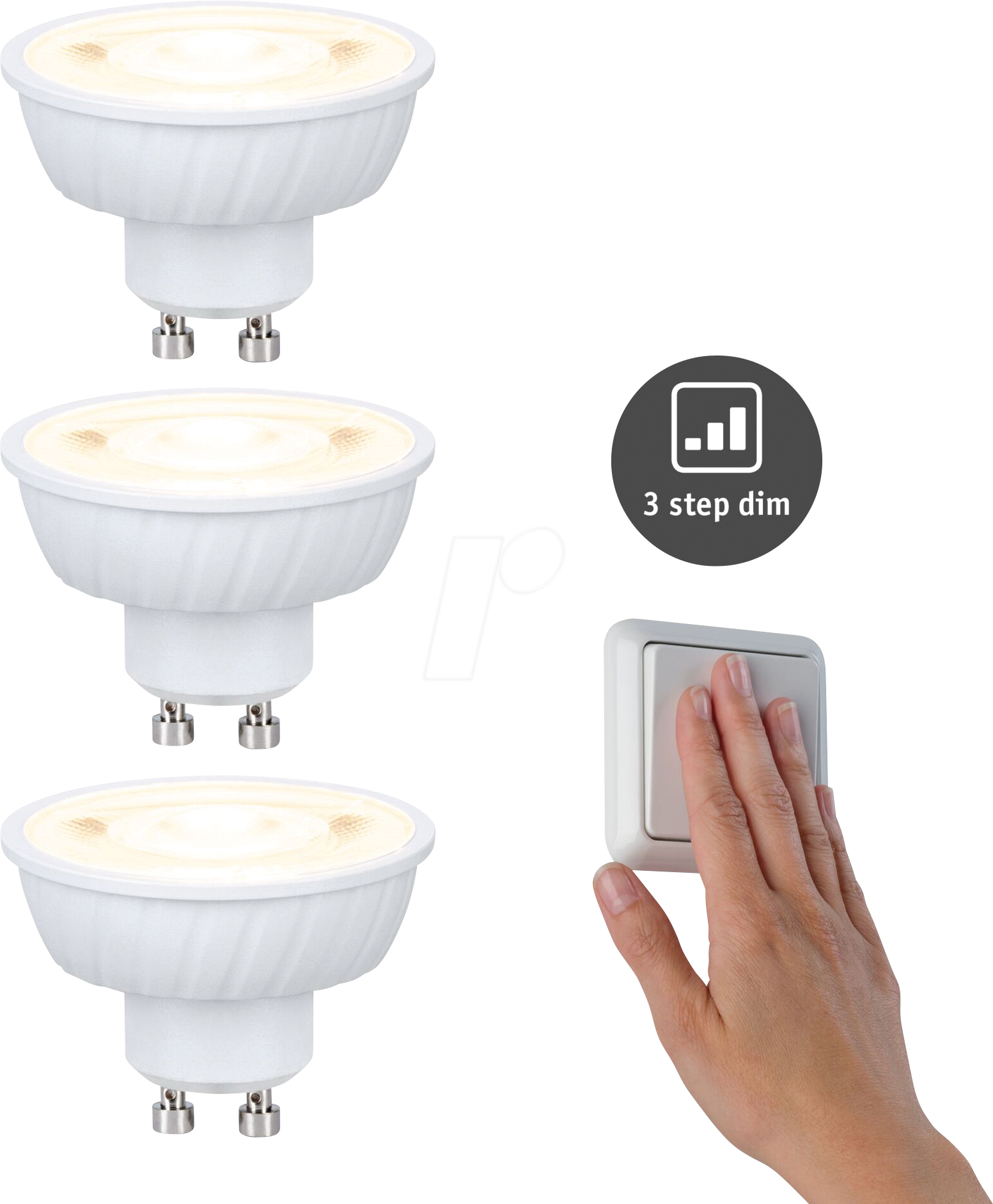 PLM 29271 - LED-Strahler GU10, 4,9 W, 550 lm, 4000 K, dimmbar, 3er-Pack