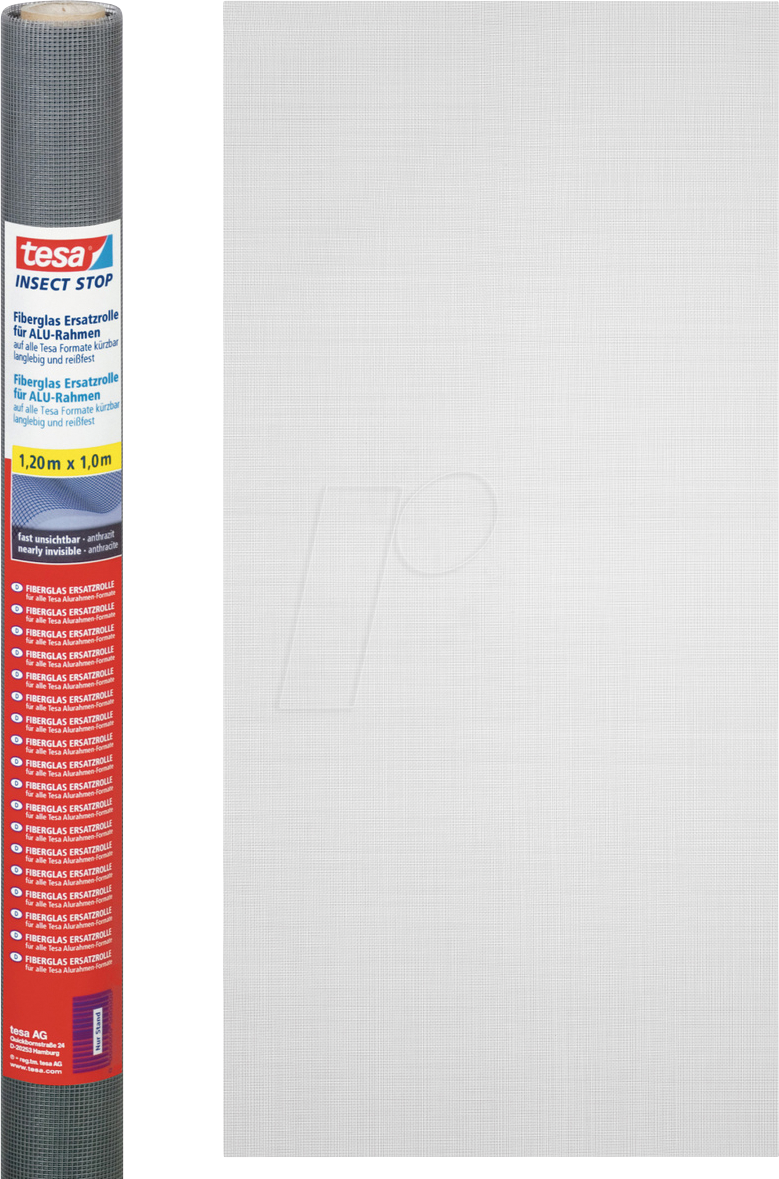 TESA 55139 - tesa® Fliegengitter Ersatzrolle, 1 m x 1,2 m, anthrazit