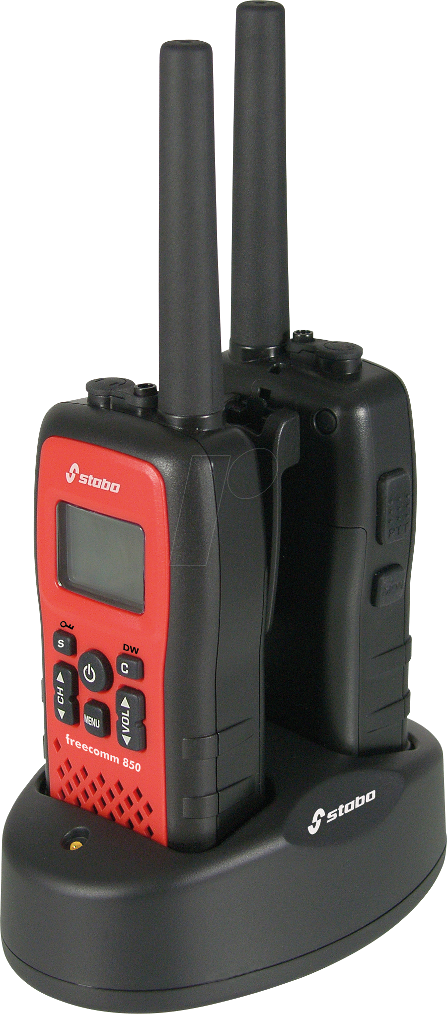 STABO 20851 - PMR Funkgerät, 2-er Set, IPX7, rot/schwarz