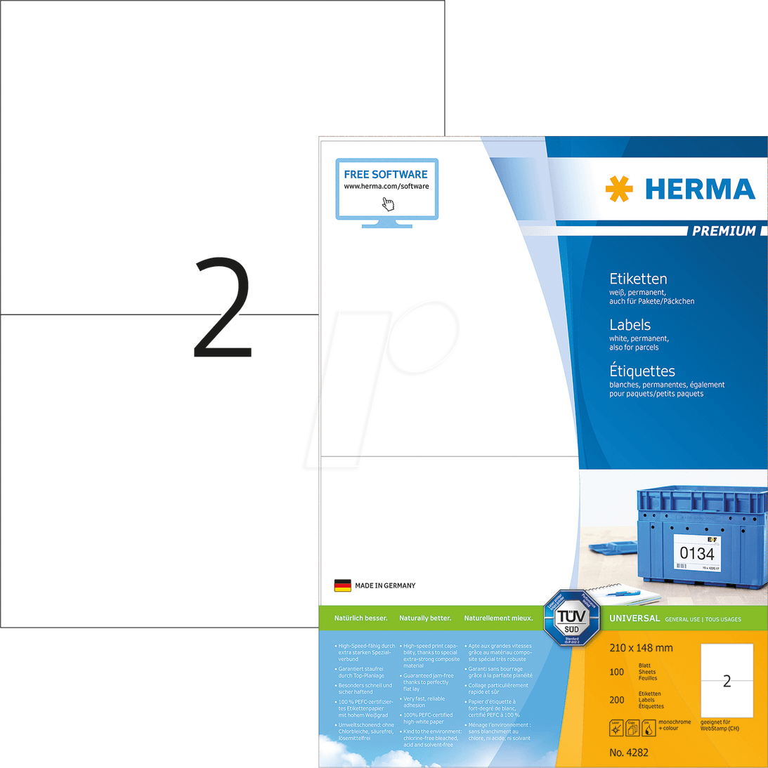 HERMA 4282 - PREMIUM Etiketten A4, 210 x 148 mm, weiß, permanent haftend
