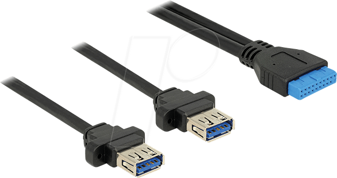 DELOCK 85244 - USB 3.0 Kabel Pfostenbuchse auf 2x USB 3.0 A Buchse