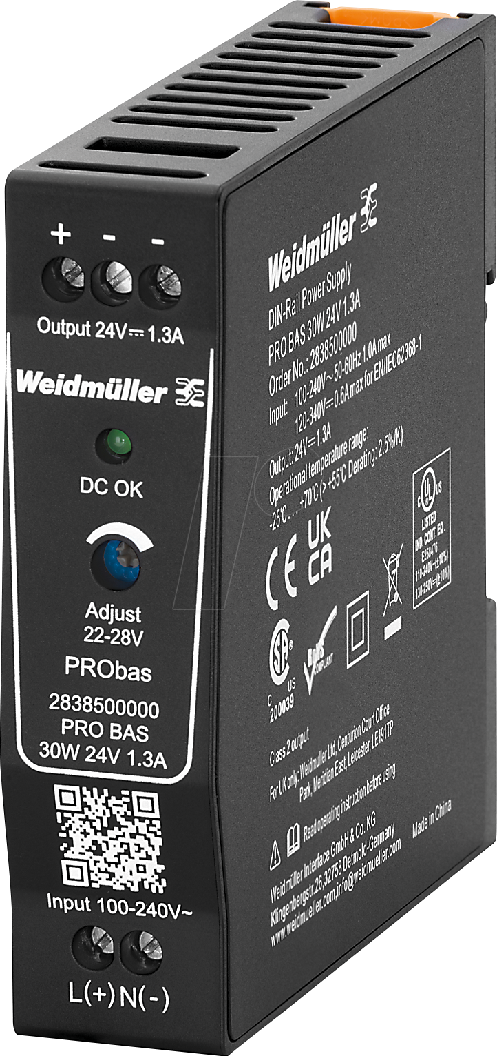 WEID 2838500000 - Schaltnetzteil Hutschiene, PRObas , 30 W, 24 V ,1,3 A