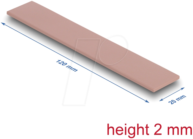 DELOCK 18483 - Wärmeleitpad, 3,0 W/mk, 120 x 20 x 2,0 mm, Silikonfrei