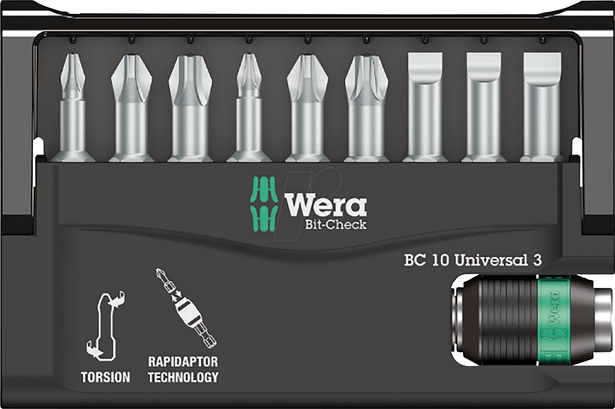 WERA 05056375001 - Bit-Satz Bit-Check 10, 10-teilig gemischt, Torsion