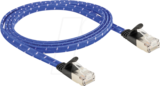 DELOCK 80383 - RJ45 Flachband Netzwerkkabel Cat.6A U/FTP 1 m blau
