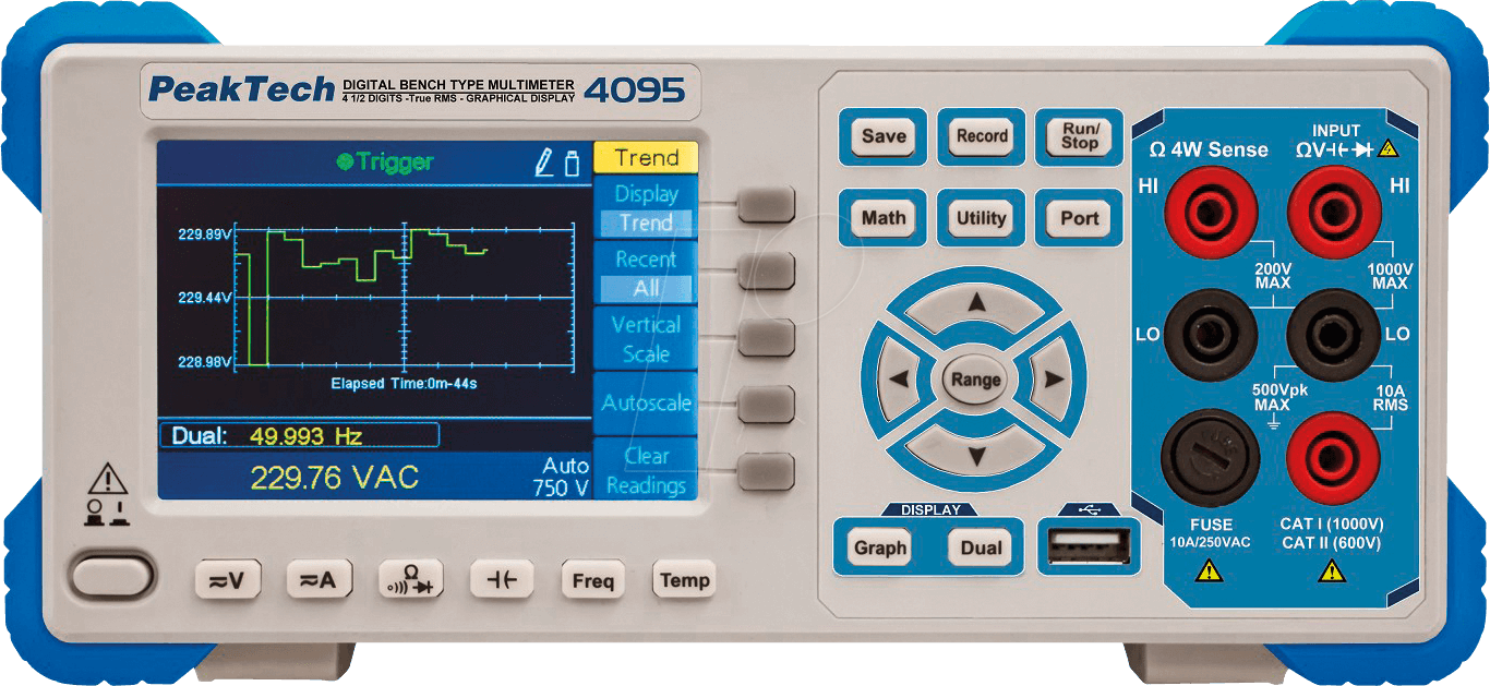 PEAKTECH 4095 - Tischmultimeter, digital, 60000 Counts, USB, LAN