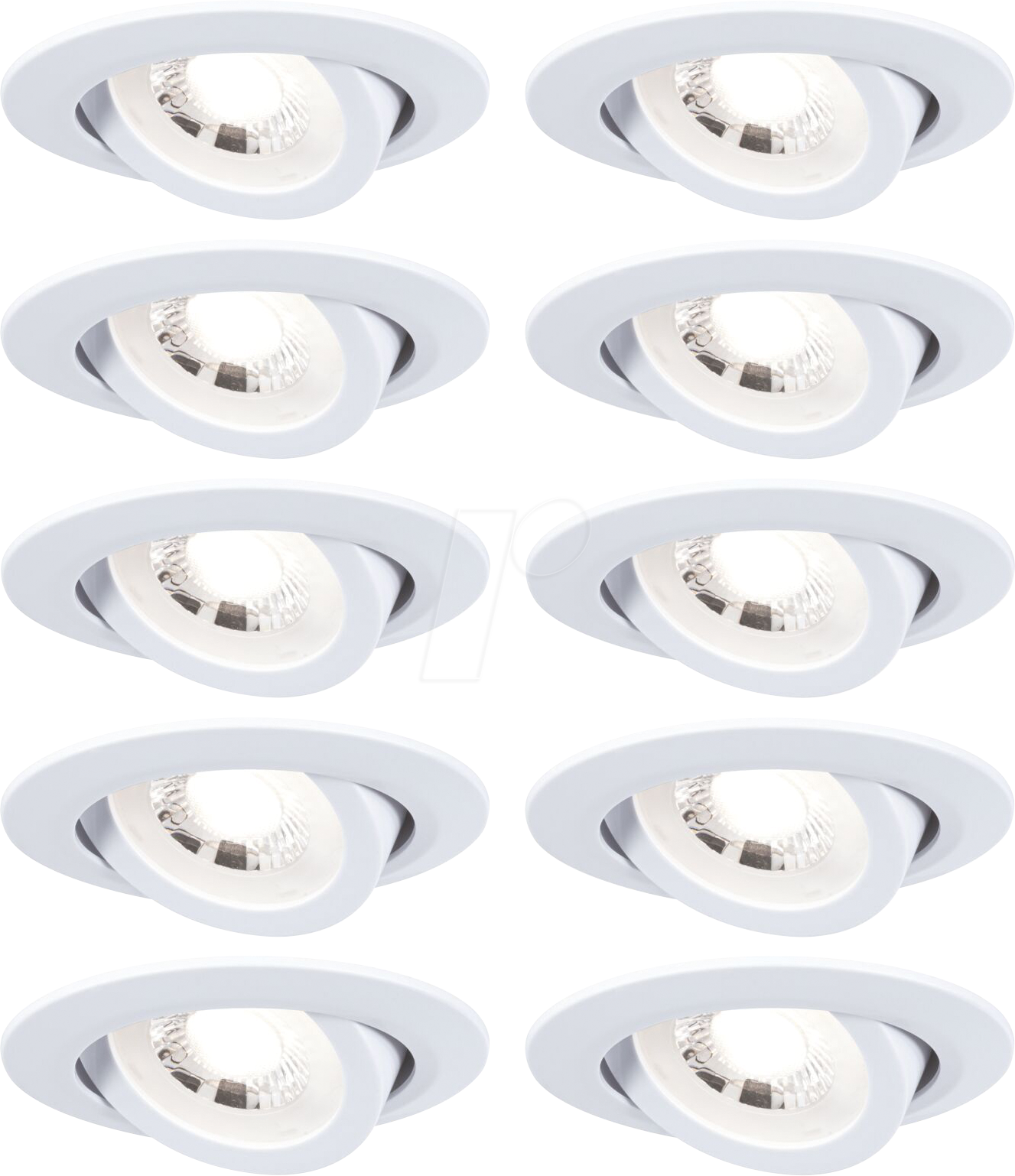 PLM 99996 - Einbauleuchte, 4,8 W, 3000 K, 450 lm, rund, weiß matt, 10er Set