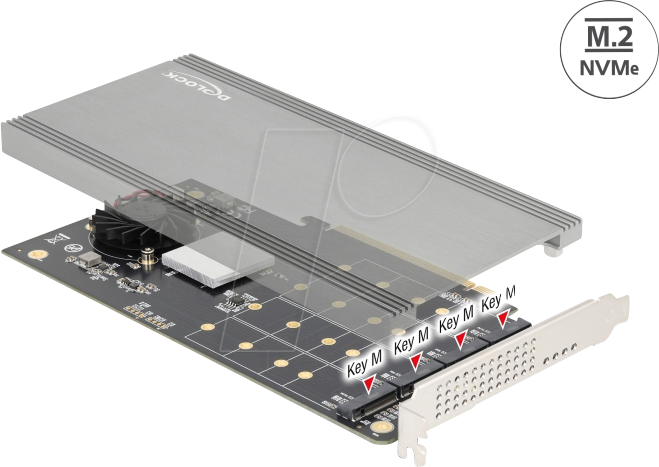 DELOCK 89044 - PCIe x16 > 4x intern NVMe M.2 Key M