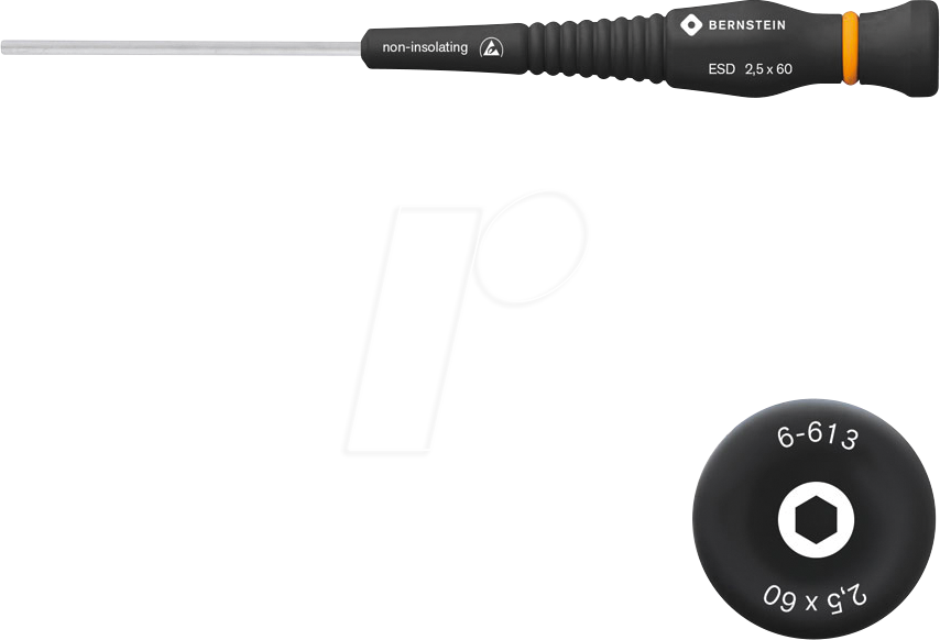Thumbnail - BERN 6 613 - ESD Steckschlüssel, Außensechskant, 2,5 mm