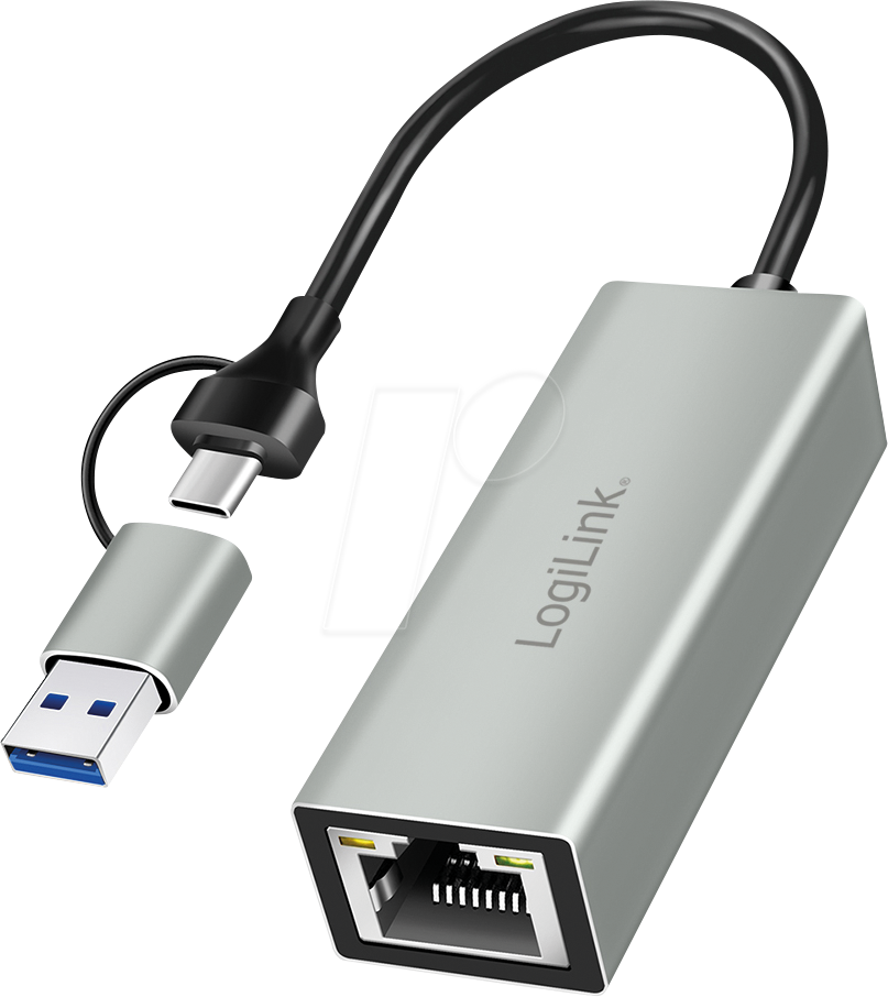 LOGILINK UA0238B - Netzwerkkarte, USB-A / C, Gigabit Ethernet, 1x RJ45