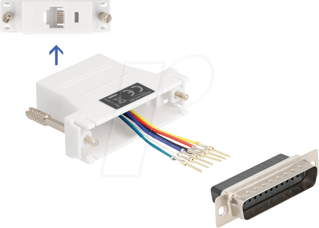 DELOCK 67093 - Adapter D-Sub 25 Pin St. > RJ12 Bu. Montagesatz, weiß