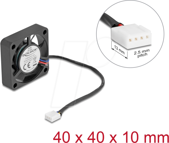 DELOCK 67293 - Axiallüfter 12 V DC, 40 x 40 x 10 mm schwarz