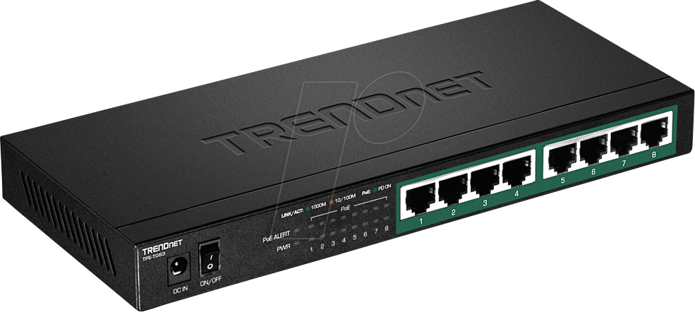 Thumbnail - TRN TPE-TG83 - Switch, 8-Port, Gigabit Ethernet, PoE+