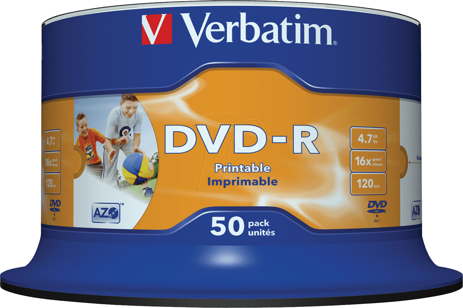 DVD-R4,7 VER50PN - DVD-R 4,7GB, bedruckbar, 50er Spindel